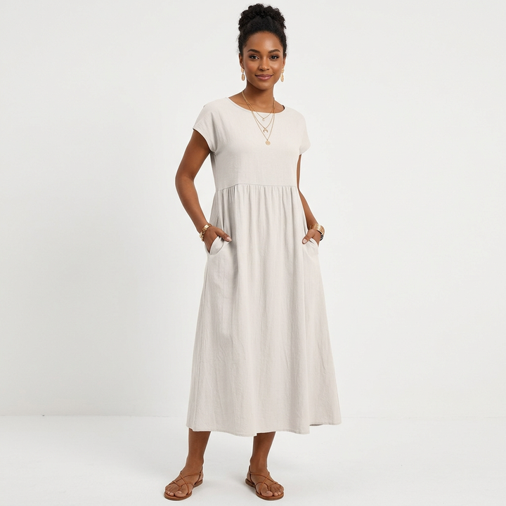 Marlowe | Women's Cotton Short Sleeve Smock Maxi Dress
