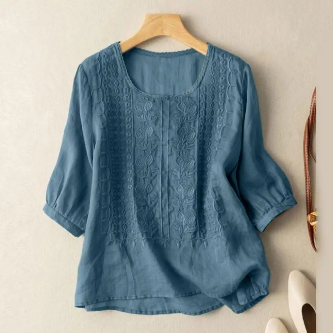 Marlowe | Women's Lightweight Panel Round Neck Blouse