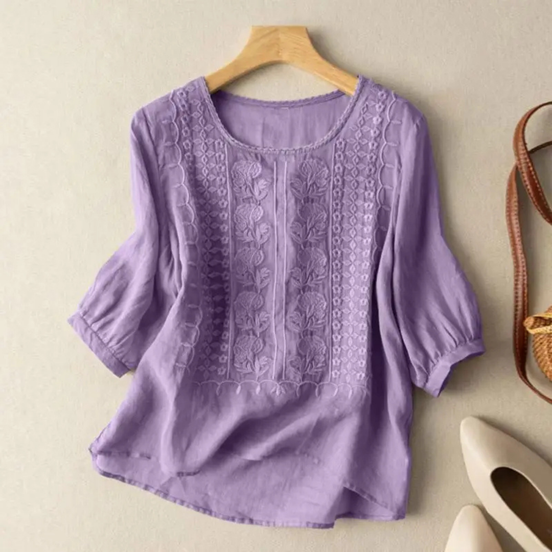 Marlowe | Women's Lightweight Panel Round Neck Blouse