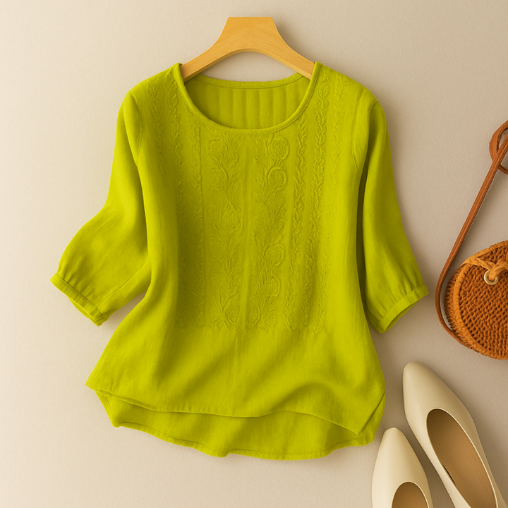 Marlowe | Women's Lightweight Panel Round Neck Blouse