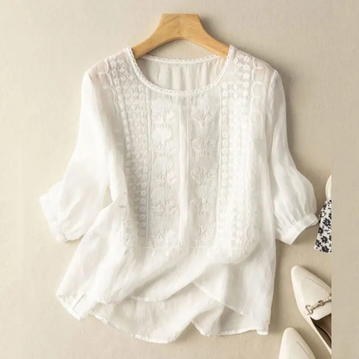Marlowe | Women's Lightweight Panel Round Neck Blouse