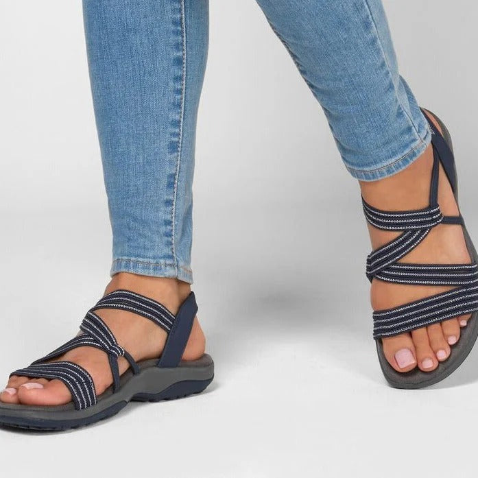 Marlowe | Women's Non-Slip Multi-Strap Elastic Flat Sandals