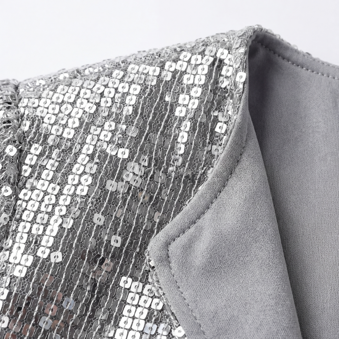 Marlowe | Women's Sequin Open Front Cropped Jacket