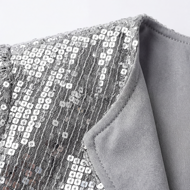Marlowe | Women's Sequin Open Front Cropped Jacket