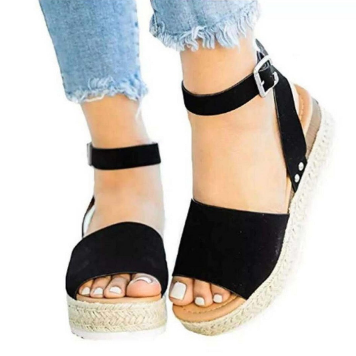 Marlowe | Women's Suede Espadrille Platform Ankle Strap Sandals