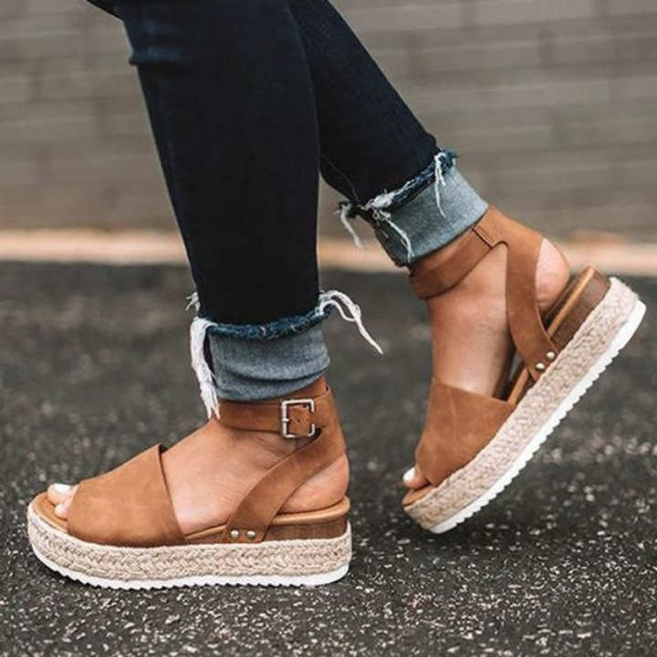 Marlowe | Women's Suede Espadrille Platform Ankle Strap Sandals