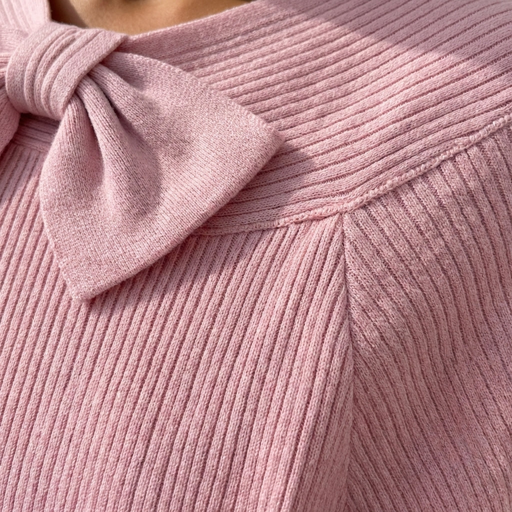 Mette | Women's Cotton-Blend Bow Detail Ribbed Top