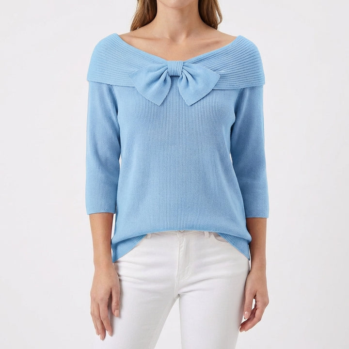 Mette | Women's Cotton-Blend Bow Detail Ribbed Top