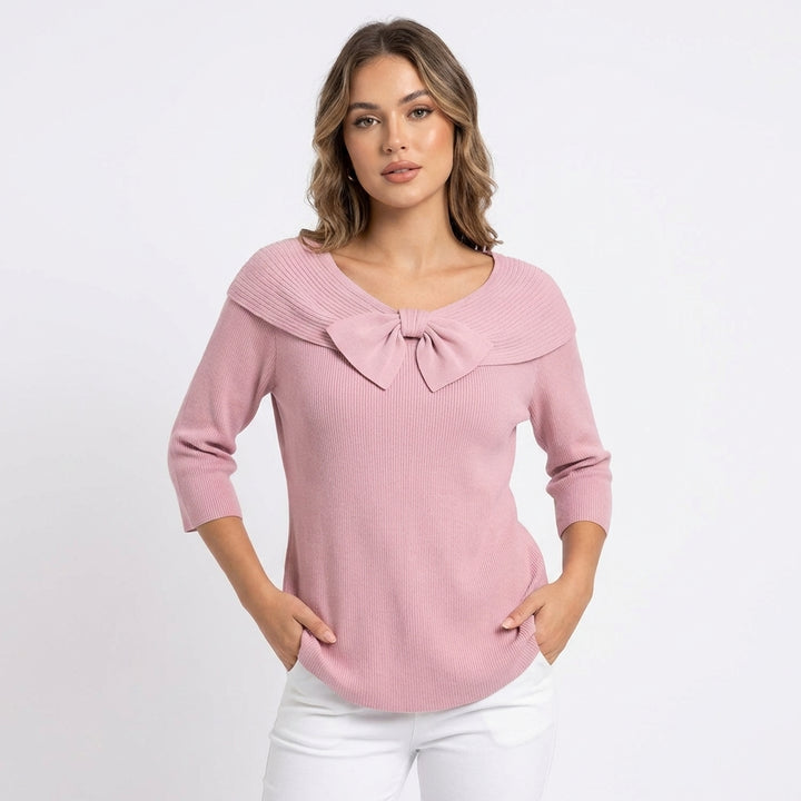 Mette | Women's Cotton-Blend Bow Detail Ribbed Top
