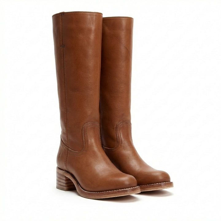 Mette | Women's Leather Knee-High Block Heel Boots