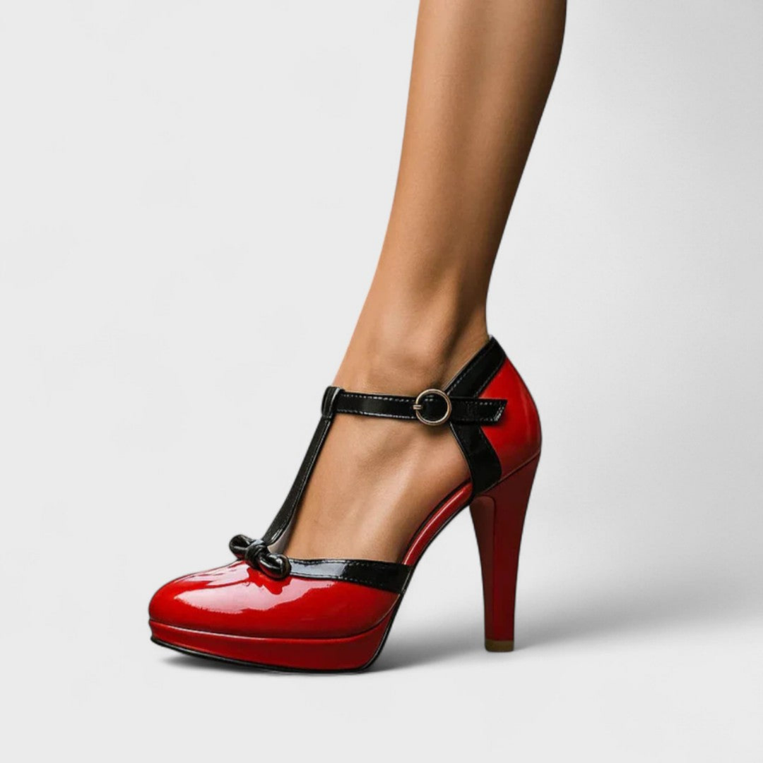 Mette | Women's Patent Leather T-Bar Platform Heels