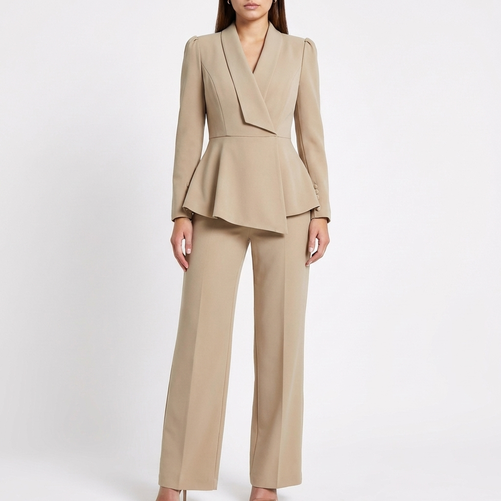 Mette | Women's Stretch Peplum Blazer Trouser Suit