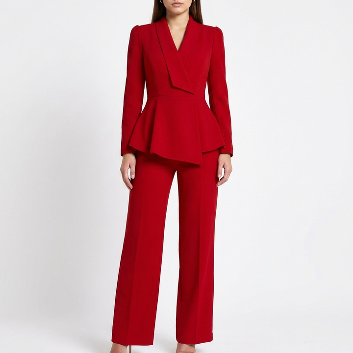 Mette | Women's Stretch Peplum Blazer Trouser Suit