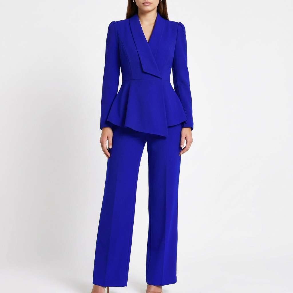 Mette | Women's Stretch Peplum Blazer Trouser Suit