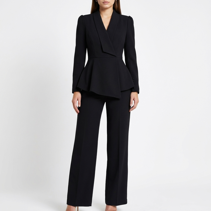 Mette | Women's Stretch Peplum Blazer Trouser Suit