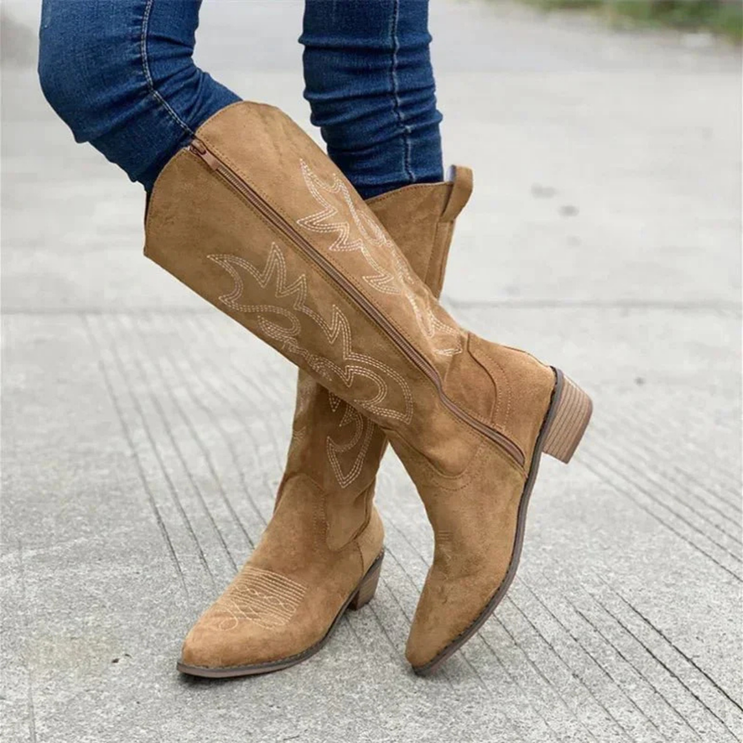 Mette | Women's Suede Knee High Cowgirl Boots