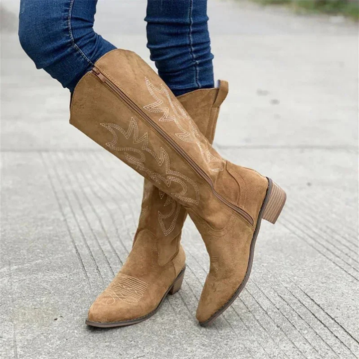 Mette | Women's Suede Knee High Cowgirl Boots