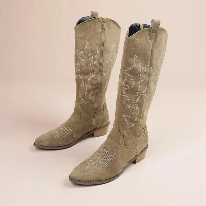 Mette | Women's Suede Knee High Cowgirl Boots
