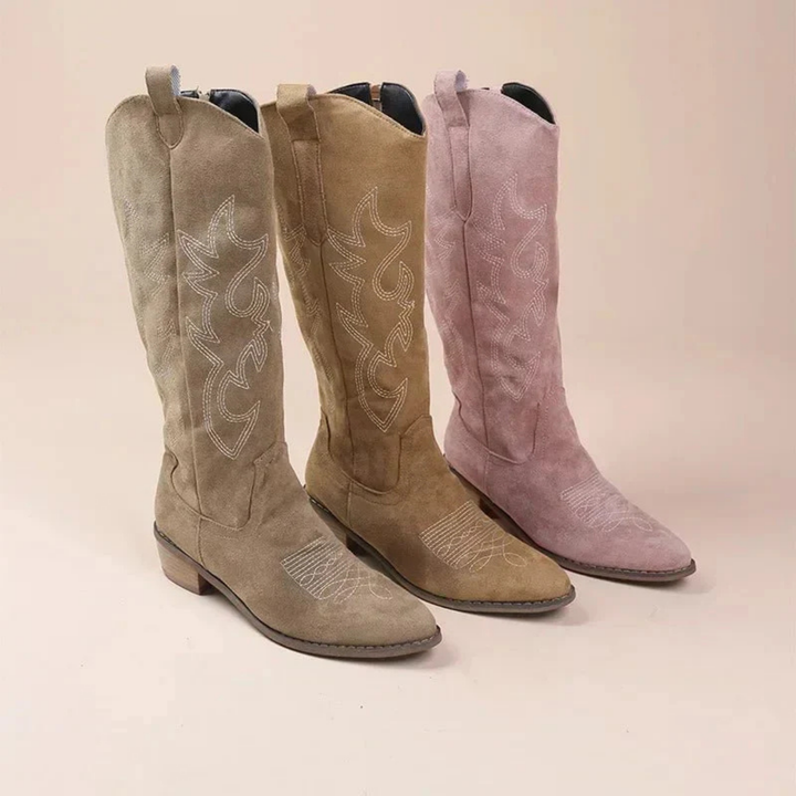 Mette | Women's Suede Knee High Cowgirl Boots
