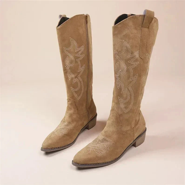 Mette | Women's Suede Knee High Cowgirl Boots