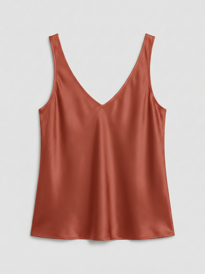 Nadia | Women's Satin V-Neck Cami Tank Top