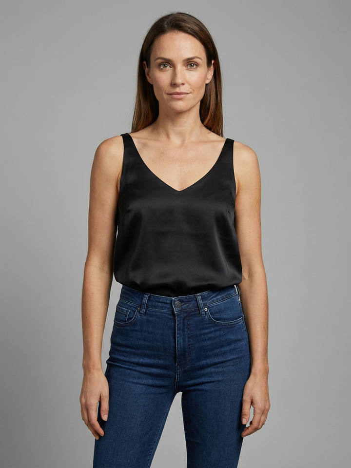 Nadia | Women's Satin V-Neck Cami Tank Top