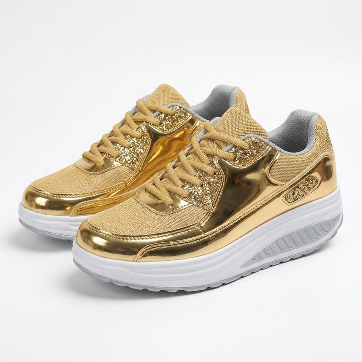 Nova | Women's Breathable Glitter Platform Lace-Up Trainers