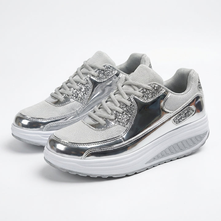Nova | Women's Breathable Glitter Platform Lace-Up Trainers