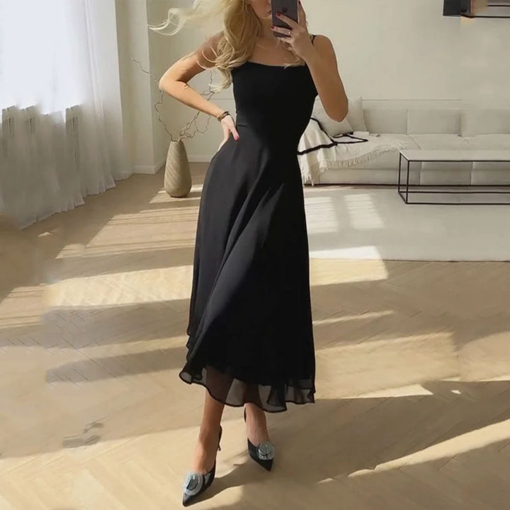 Odette | Women's Chiffon Square Neck Midi Wedding Guest Dress