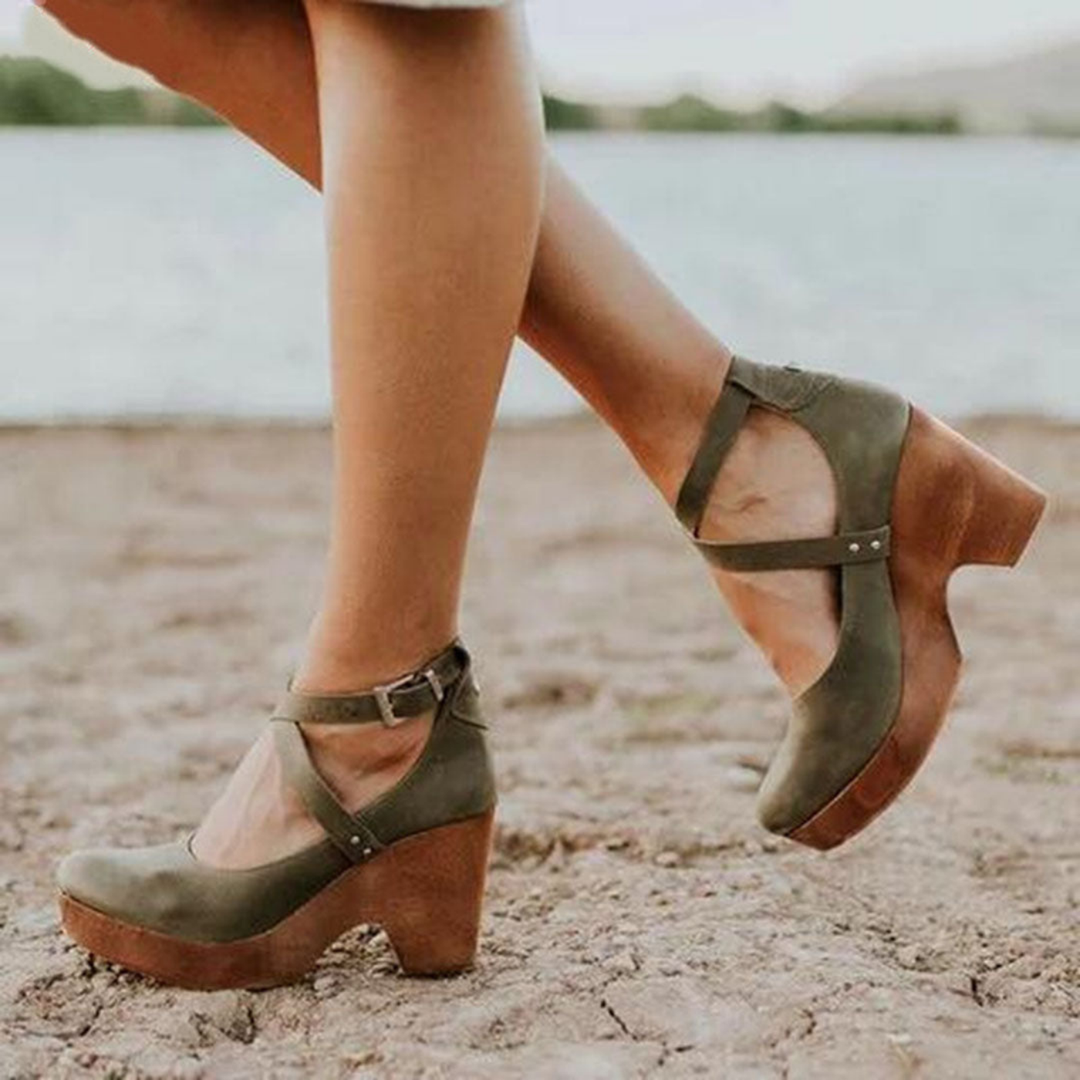 Odette | Women's Cross Strap Clog Wedge Sandals