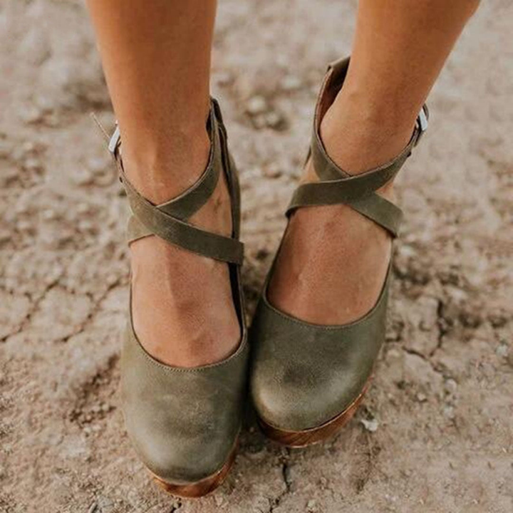 Odette | Women's Cross Strap Clog Wedge Sandals