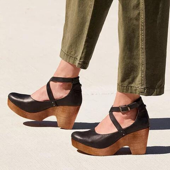 Odette | Women's Cross Strap Clog Wedge Sandals