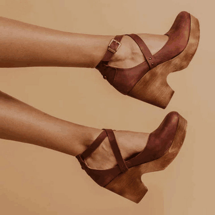 Odette | Women's Cross Strap Clog Wedge Sandals