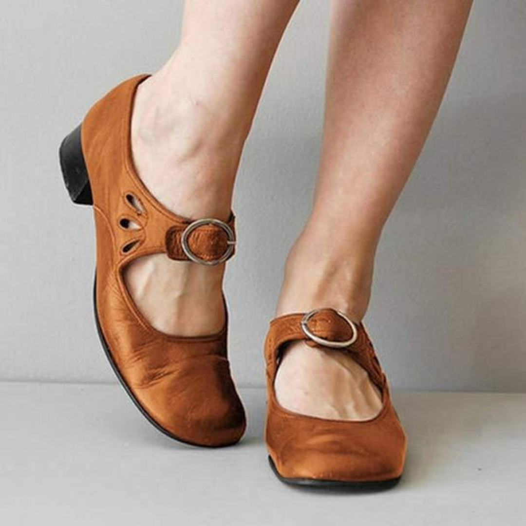 Ottoline | Women's Leather Cutout Strap Mary Jane Shoes