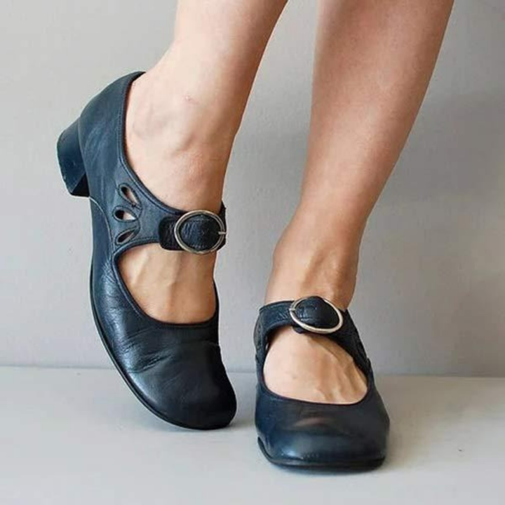 Ottoline | Women's Leather Cutout Strap Mary Jane Shoes
