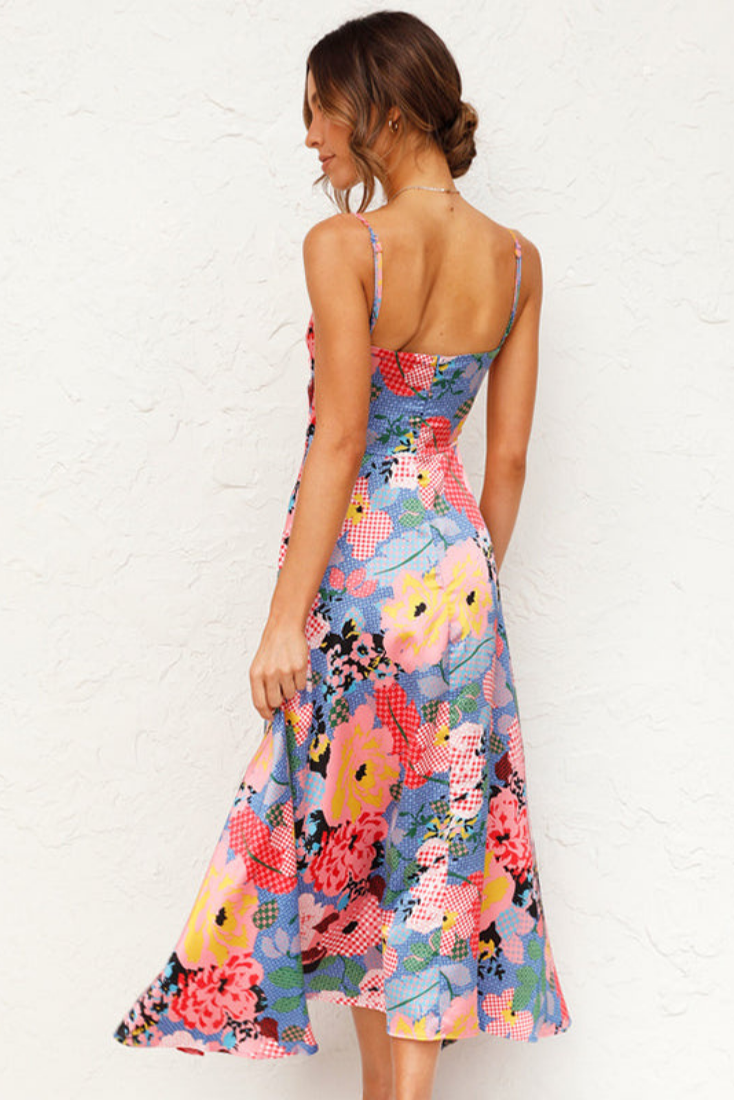 Paloma | Women's Satin Floral Tie Front Maxi Wedding Guest Dress