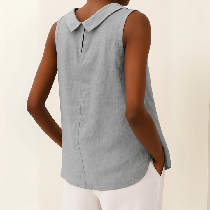 Pernille | Women's Linen Sleeveless Rolled Neck Top