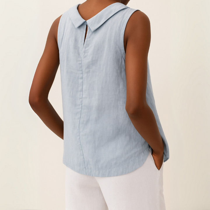 Pernille | Women's Linen Sleeveless Rolled Neck Top