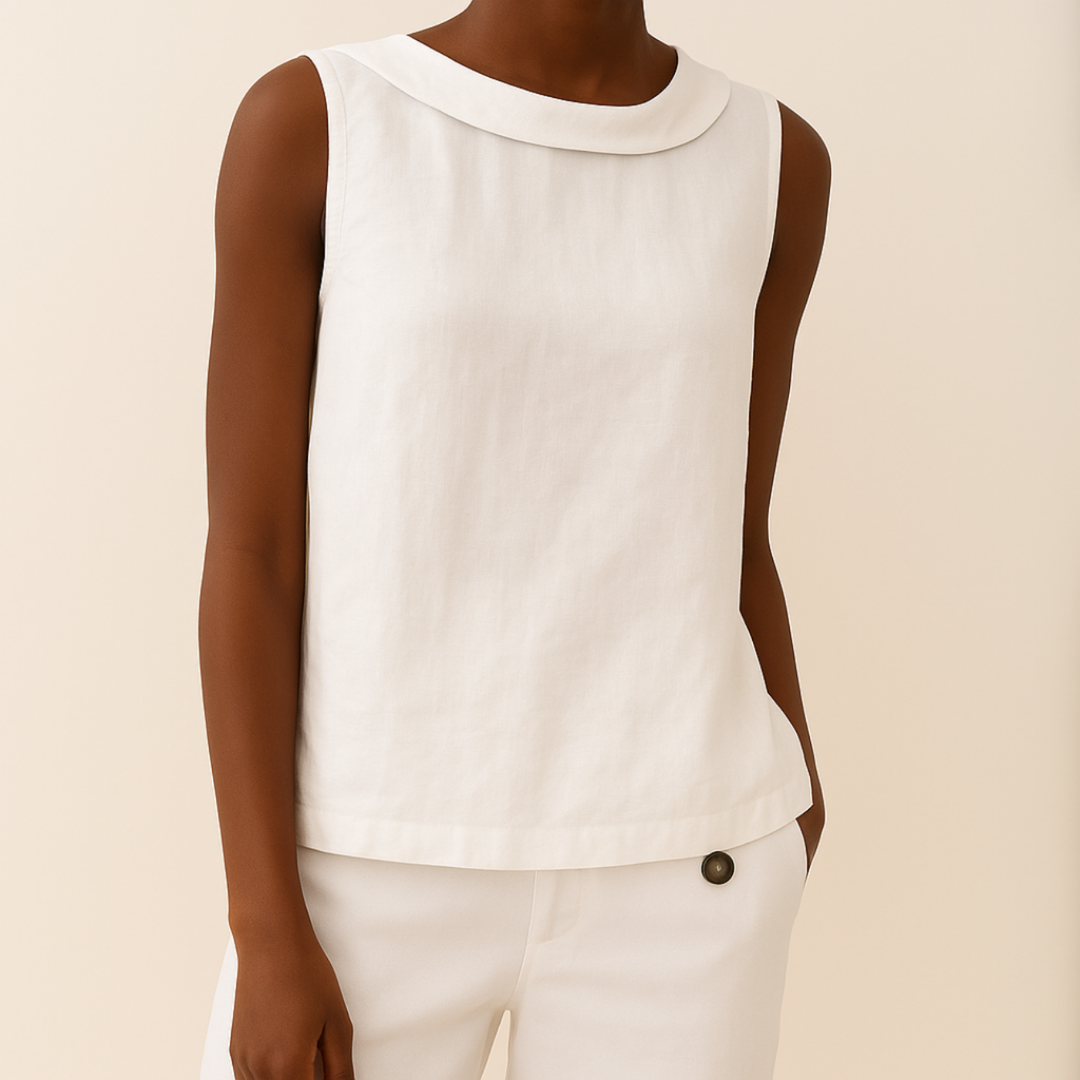 Pernille | Women's Linen Sleeveless Rolled Neck Top