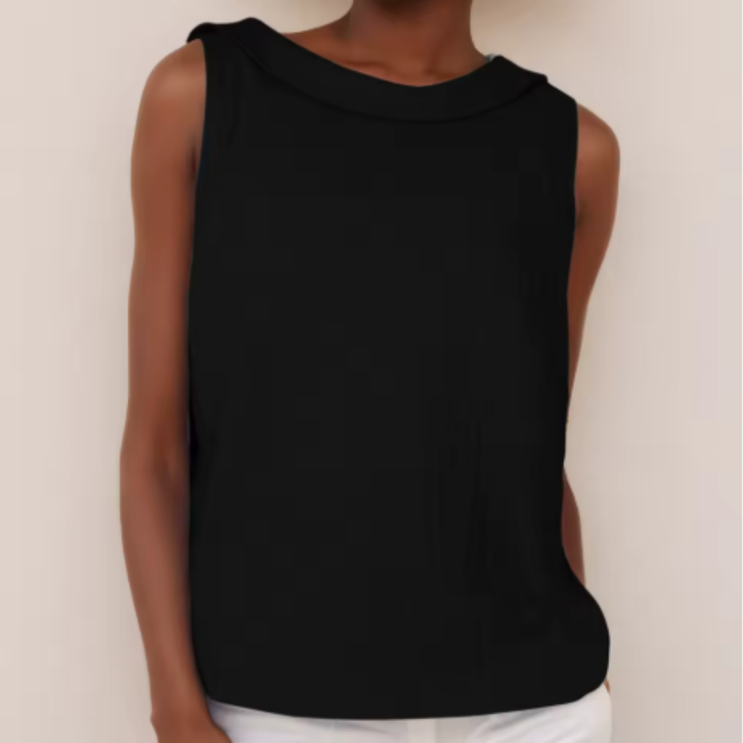 Pernille | Women's Linen Sleeveless Rolled Neck Top