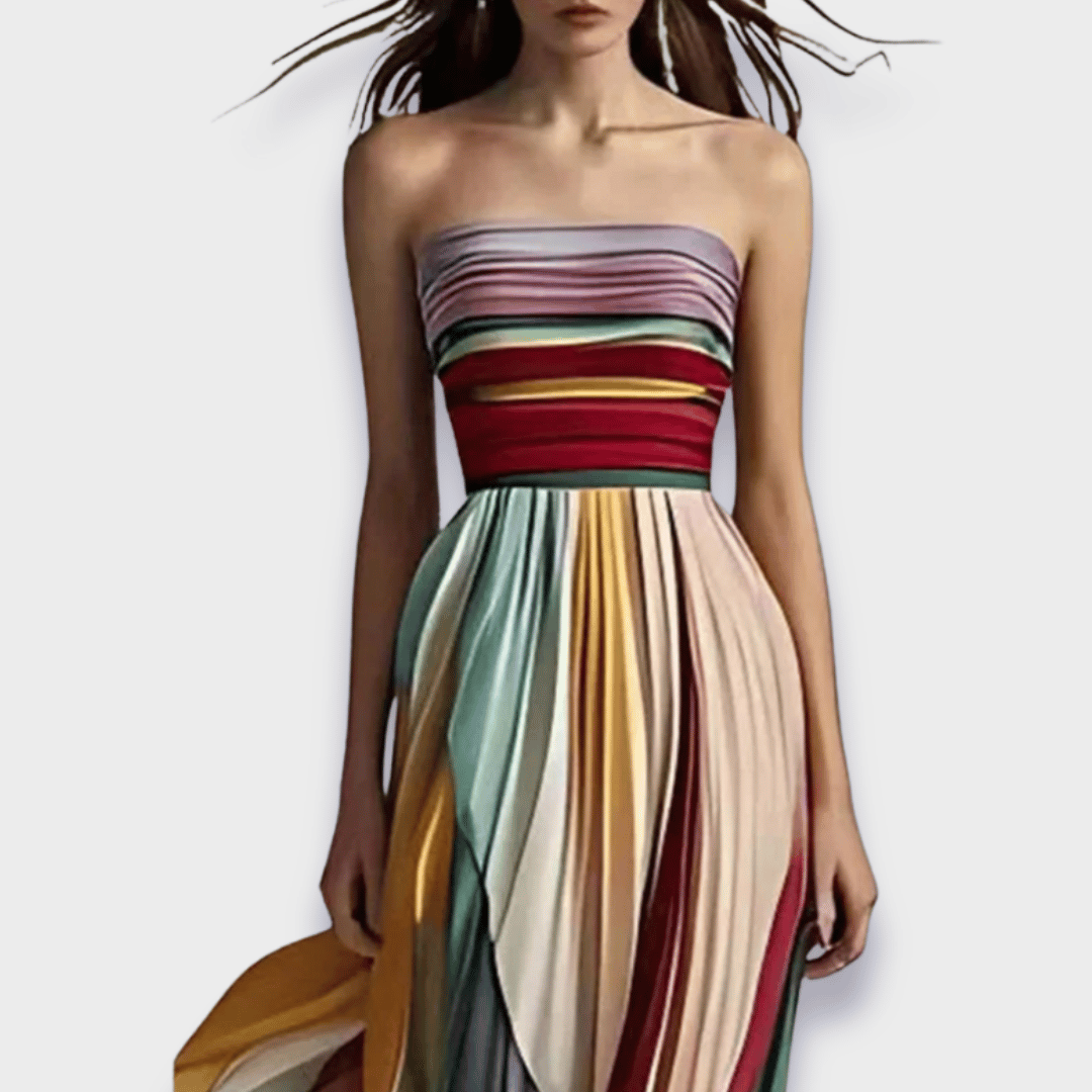 Prism | Women's Chiffon Strapless Pleated Maxi Wedding Guest Dress