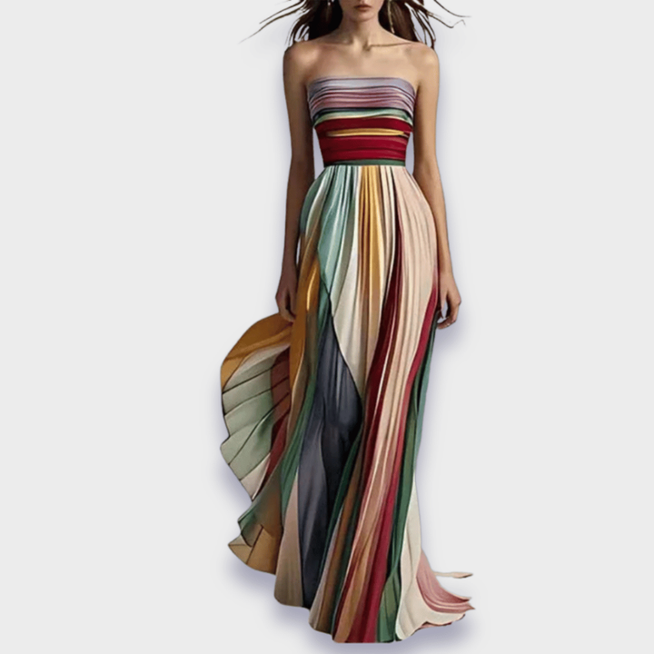 Prism | Women's Chiffon Strapless Pleated Maxi Wedding Guest Dress