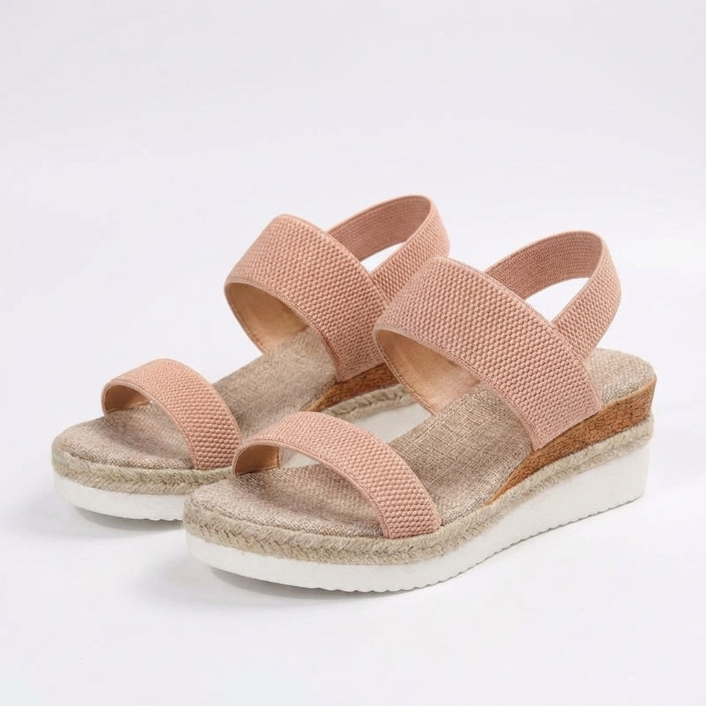 Priya | Women's Breathable Elastic Strap Espadrille Wedge Sandals