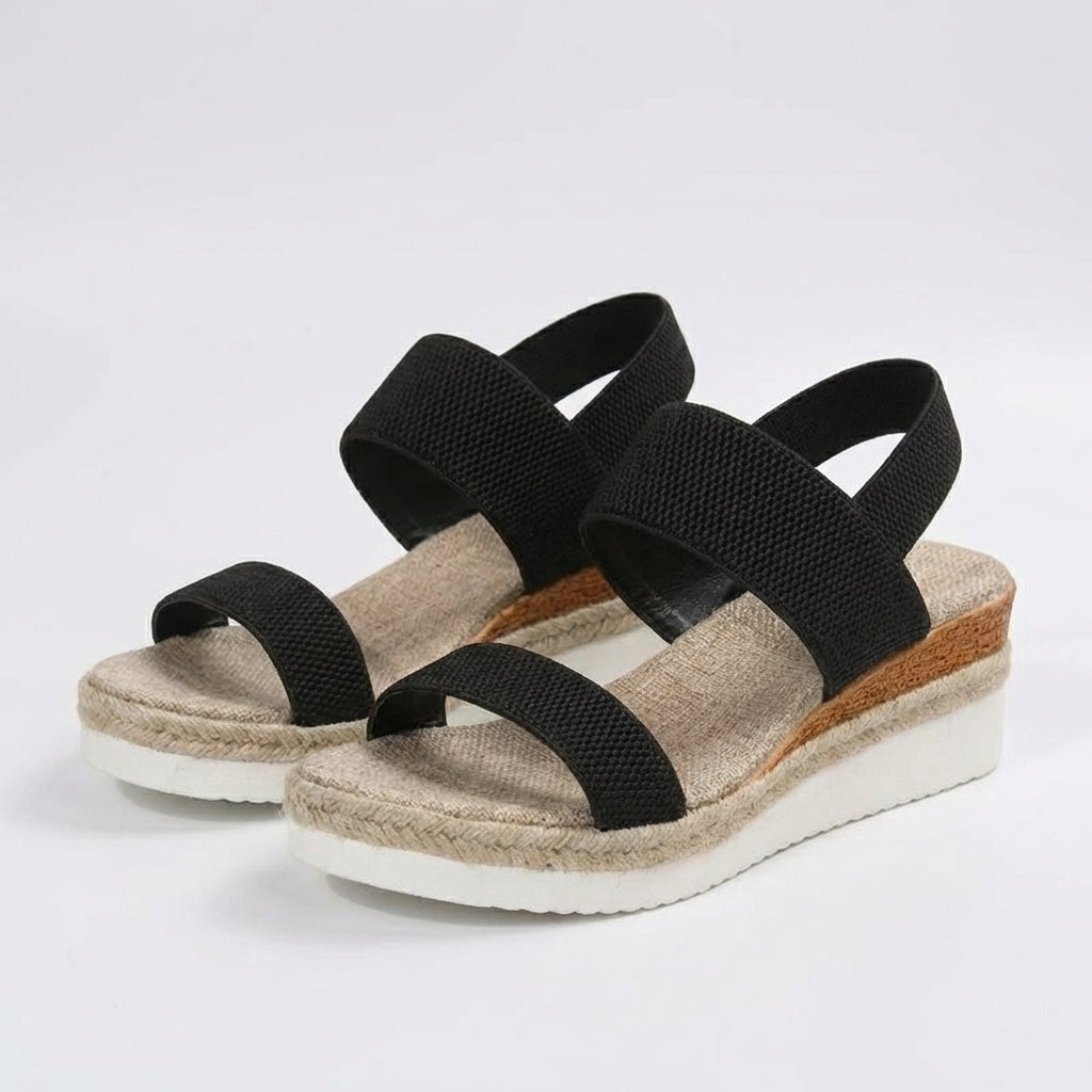 Priya | Women's Breathable Elastic Strap Espadrille Wedge Sandals
