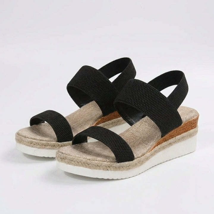 Priya | Women's Breathable Elastic Strap Espadrille Wedge Sandals