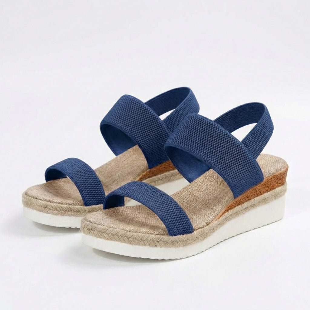 Priya | Women's Breathable Elastic Strap Espadrille Wedge Sandals
