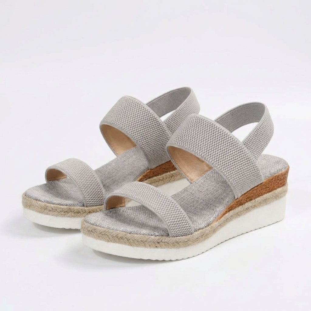 Priya | Women's Breathable Elastic Strap Espadrille Wedge Sandals