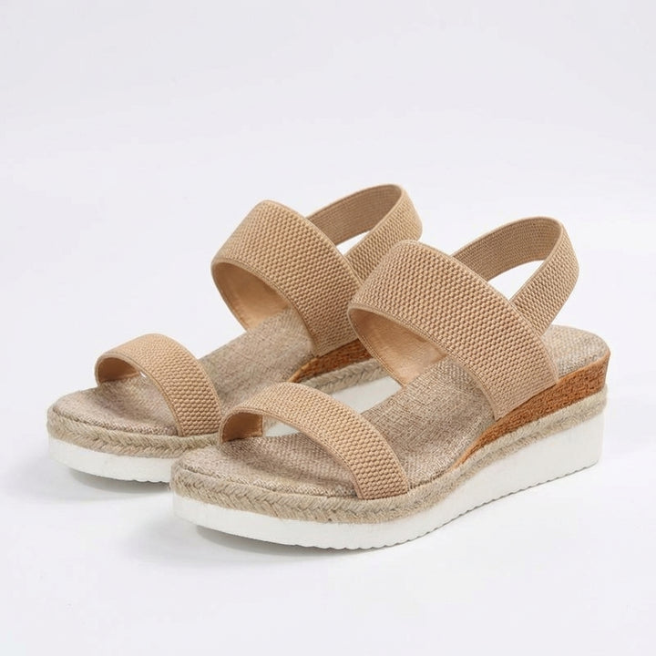 Priya | Women's Breathable Elastic Strap Espadrille Wedge Sandals