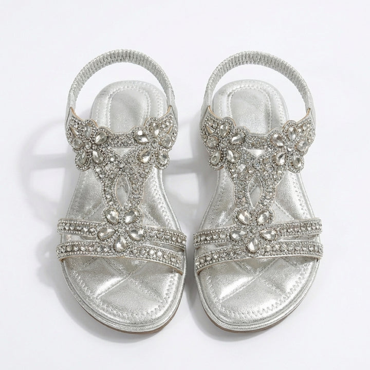 Priya | Women's Embellished Diamanté Flat Sandals Chic