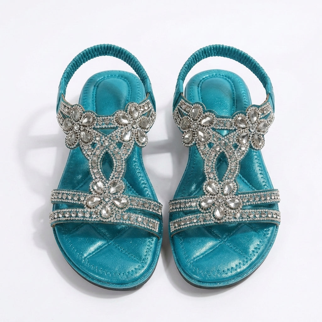 Priya | Women's Embellished Diamanté Flat Sandals Chic